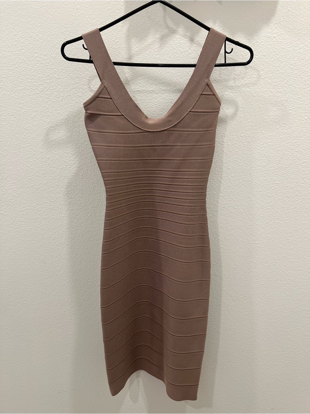 Herve Leger Dusty Mauve Bandage V-Neck Mini Dress